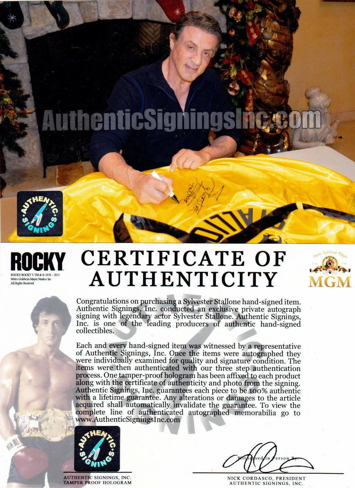 Sylvester Stallone — Sylvester Stallone Rocky Balboa Autographed Italian Stallion Robe ASI Proof, image 2