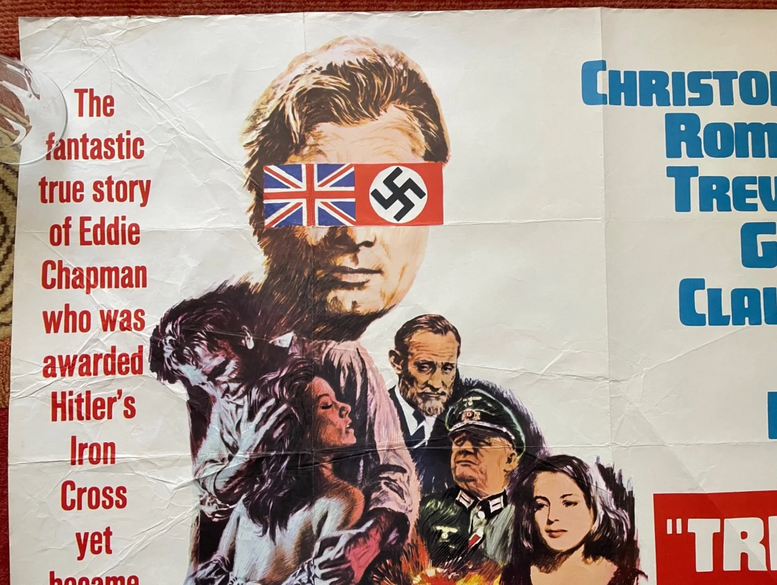 TRIPLE CROSS (1966) Original UK Quad WW2 Movie Film Poster Claudine Auger, изображение 2