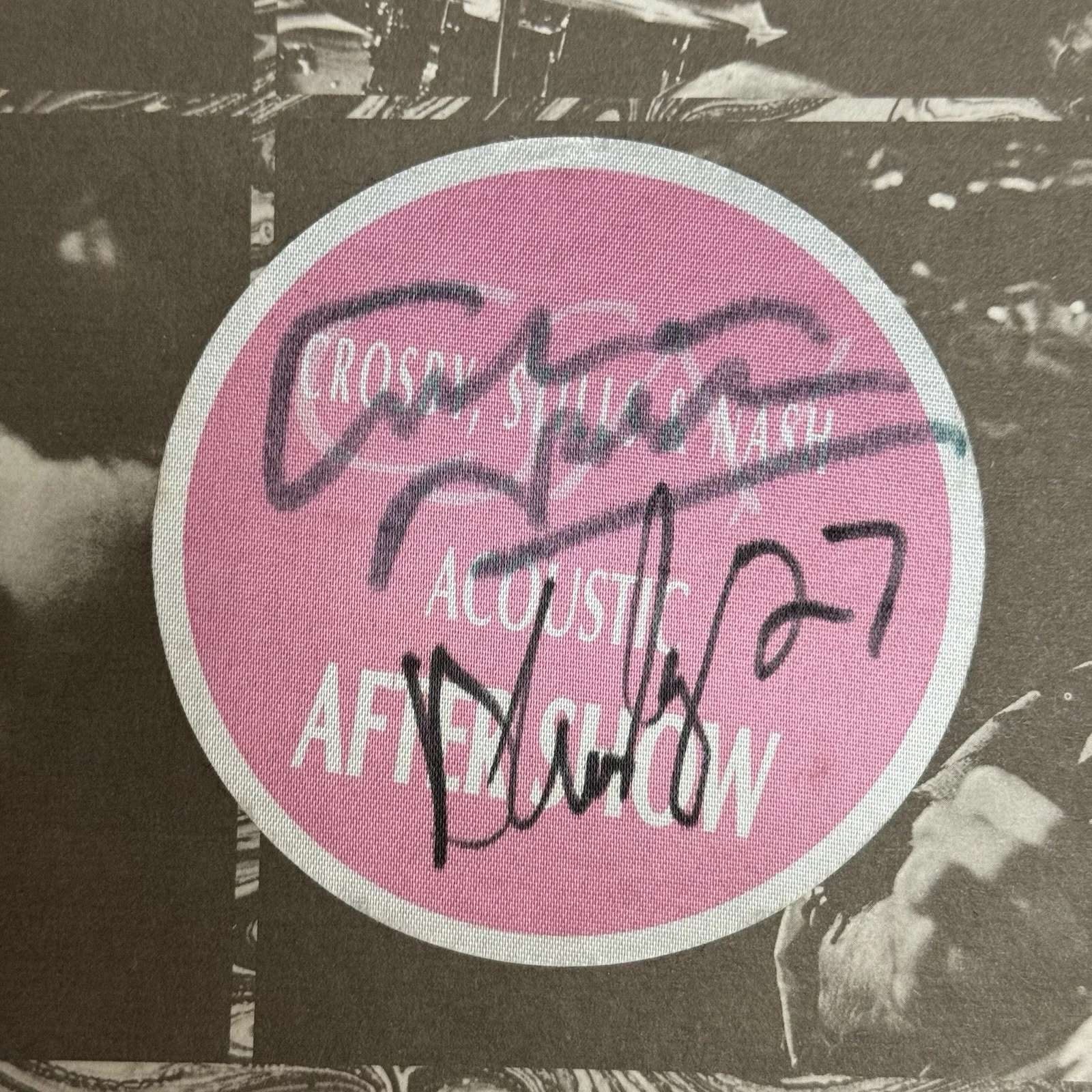 David Crosby & Graham Nash Autographed Pass w/ Vinyl, image 2