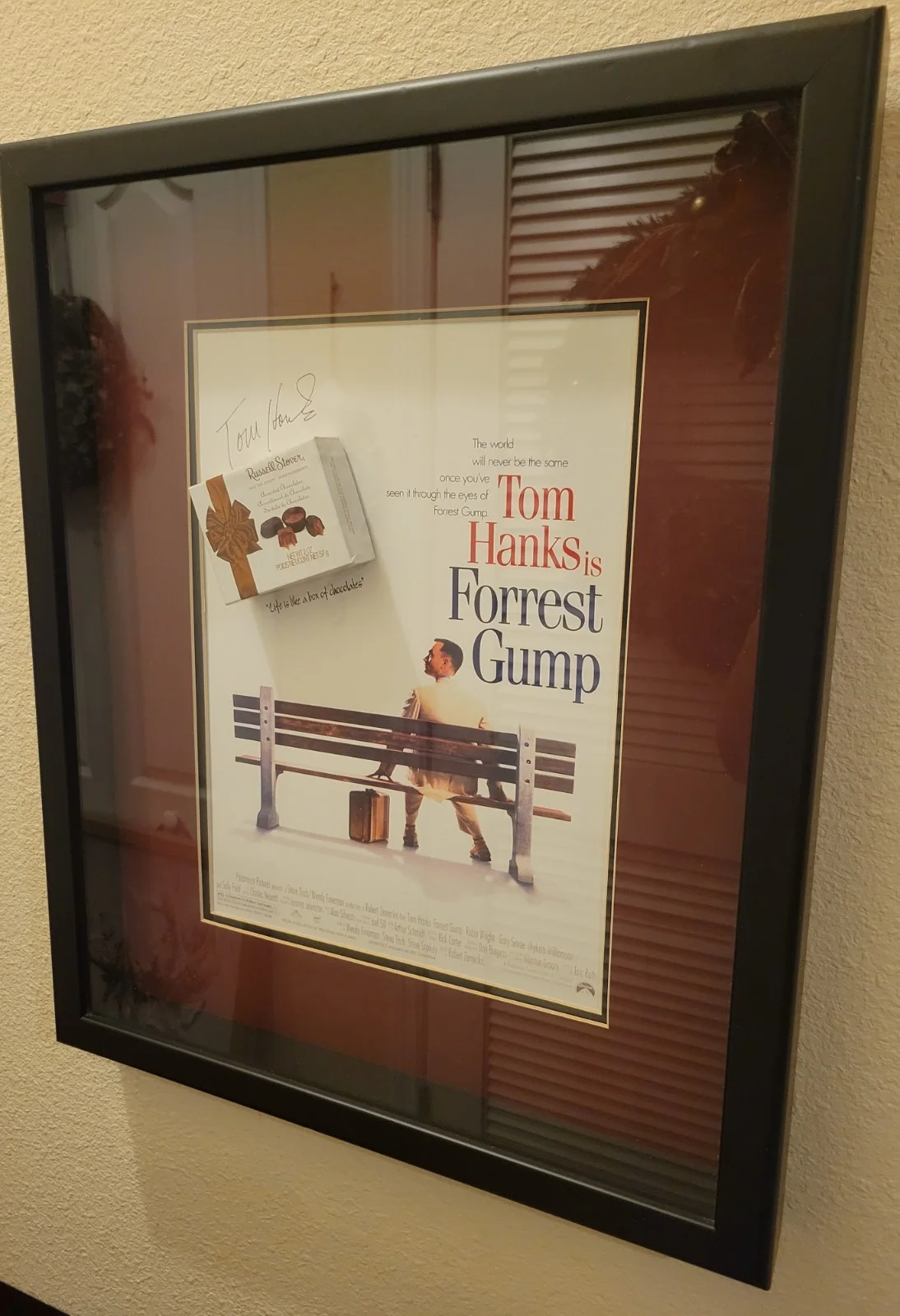 Tom Hanks — Forest Gump 22" x 17.75" Framed/Matted Signed Poster with a Box of Chocolates