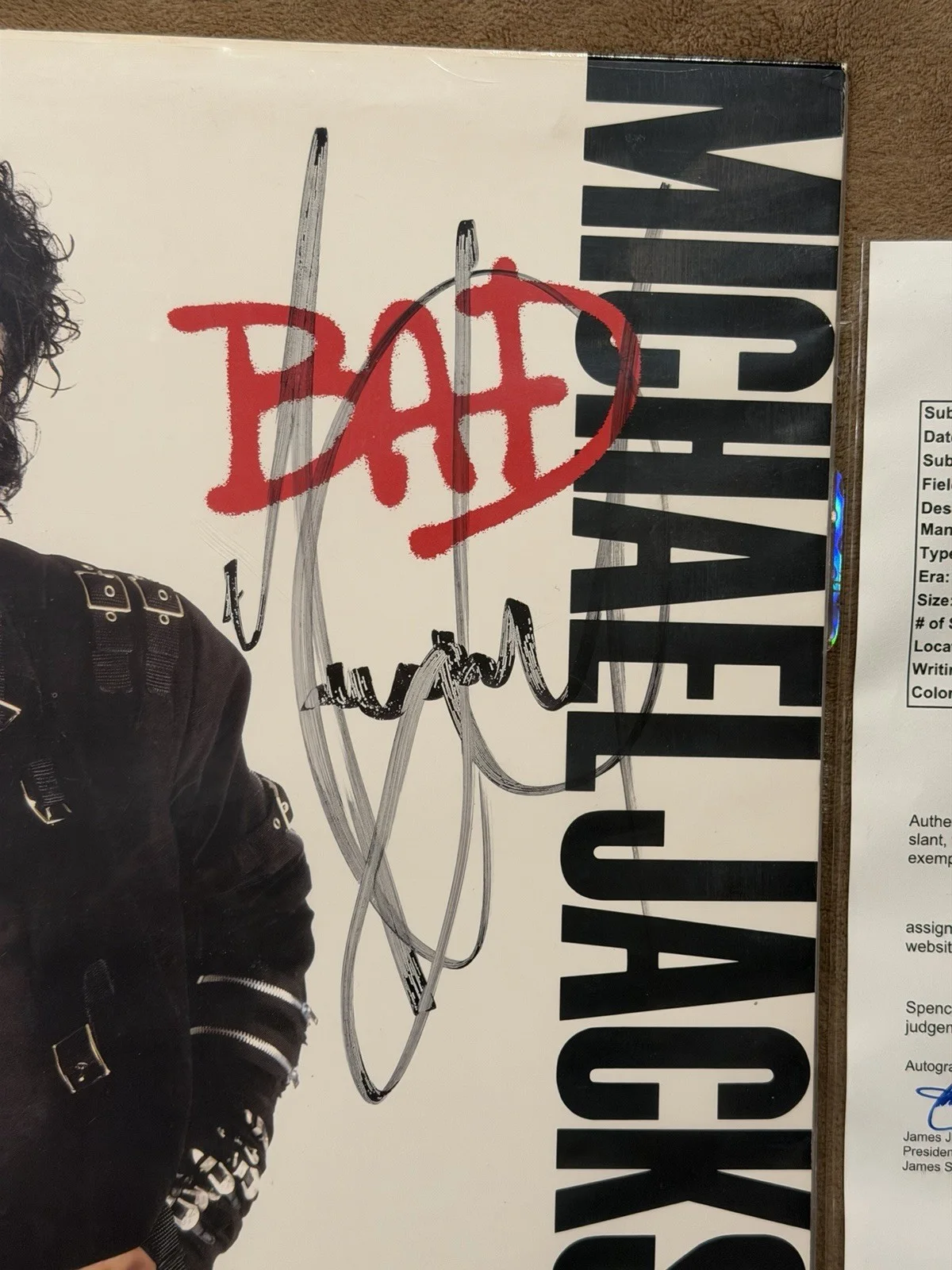 Michael Jackson Signed Bad Vinyl Promo Album JSA Autograph Authentic Thriller, изображение 3