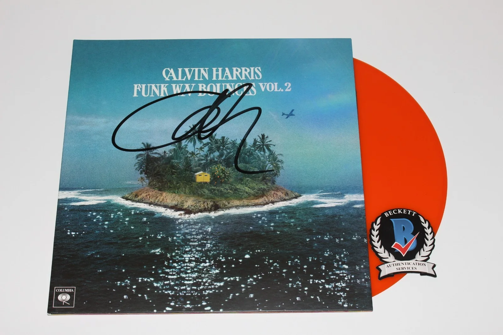 CALVIN HARRIS SIGNED FUNK WAV BOUNCES ALBUM VINYL RECORD MOTION DJ BECKETT COA, изображение 2