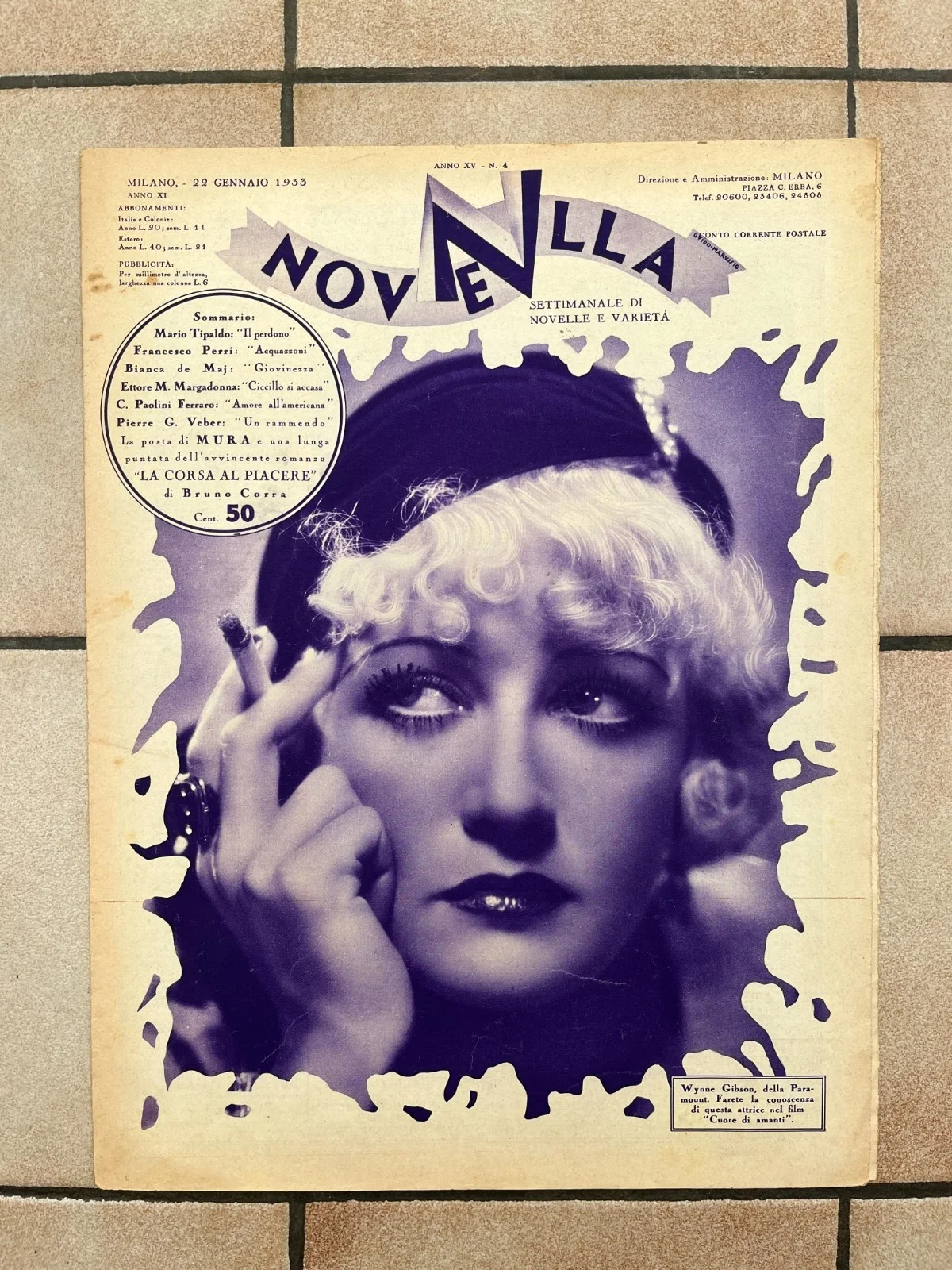 FRANCES DEE WYNNE GIBSON CLAUDETTE COLBERT MIRIAM HOPKINS Italian Mag 1933, изображение 2