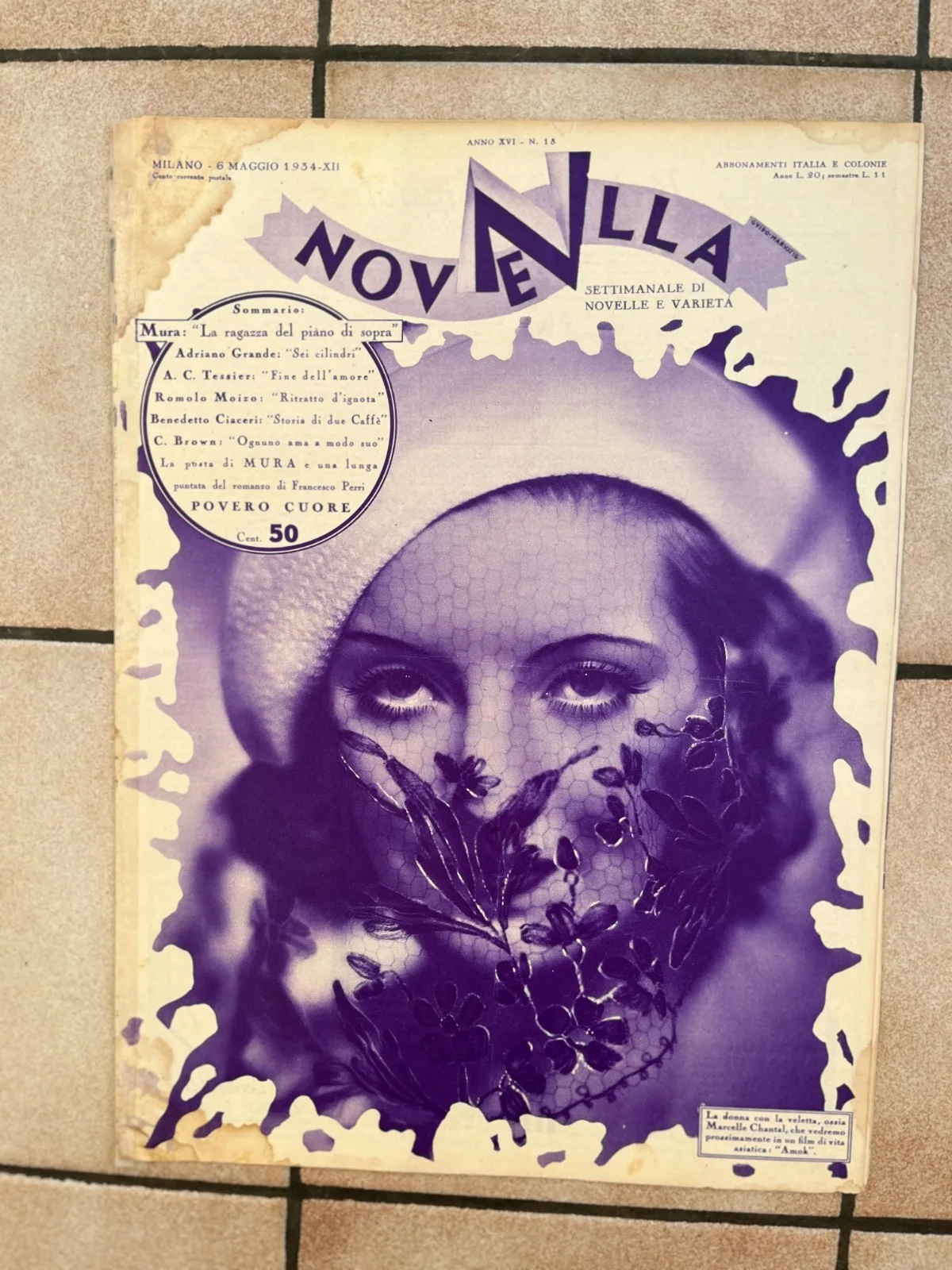 Vintage NORMA SHEARER MARCELLE CHANTAL ROMAN NOVARRO Italian Mag 1934, изображение 2