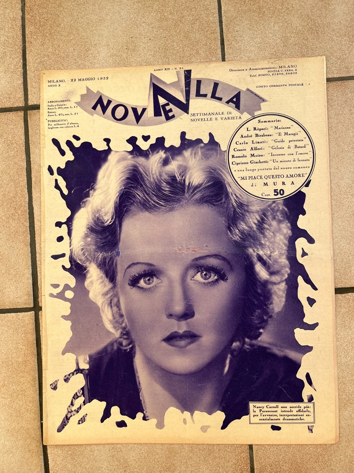 NANCY CARROLL POLA NEGRI BASIL RATHBONE LORETTA YOUNG Italian Mag 1932, image 2