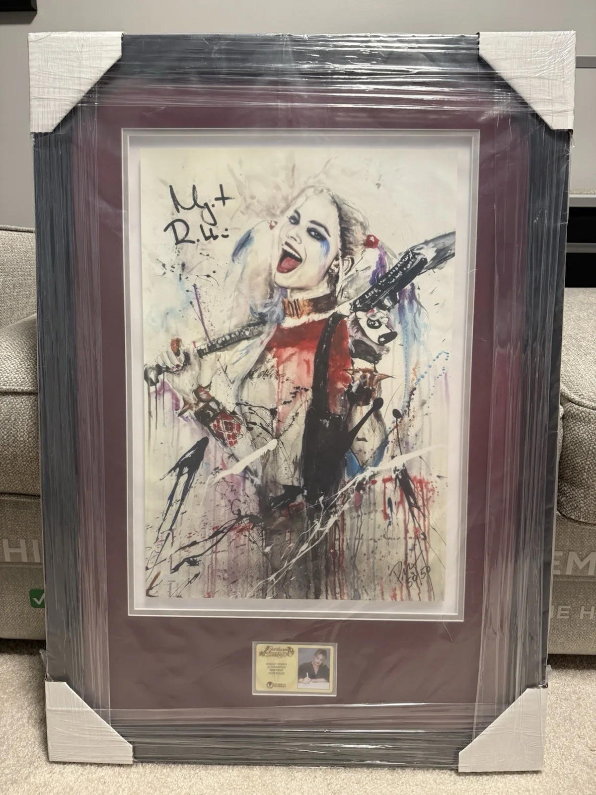 Margot Robbie — Margot Robbie Autographed Rob Prior Harley Quinn 13x19 Giclee Framed Print 50/50, изображение 2
