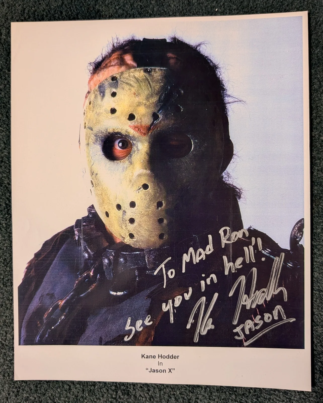 Kane Hodder — KANE HODDER in hockey mask AUTOGRAPHED PHOTO! FRIDAY THE 13th /JASON X HORROR!