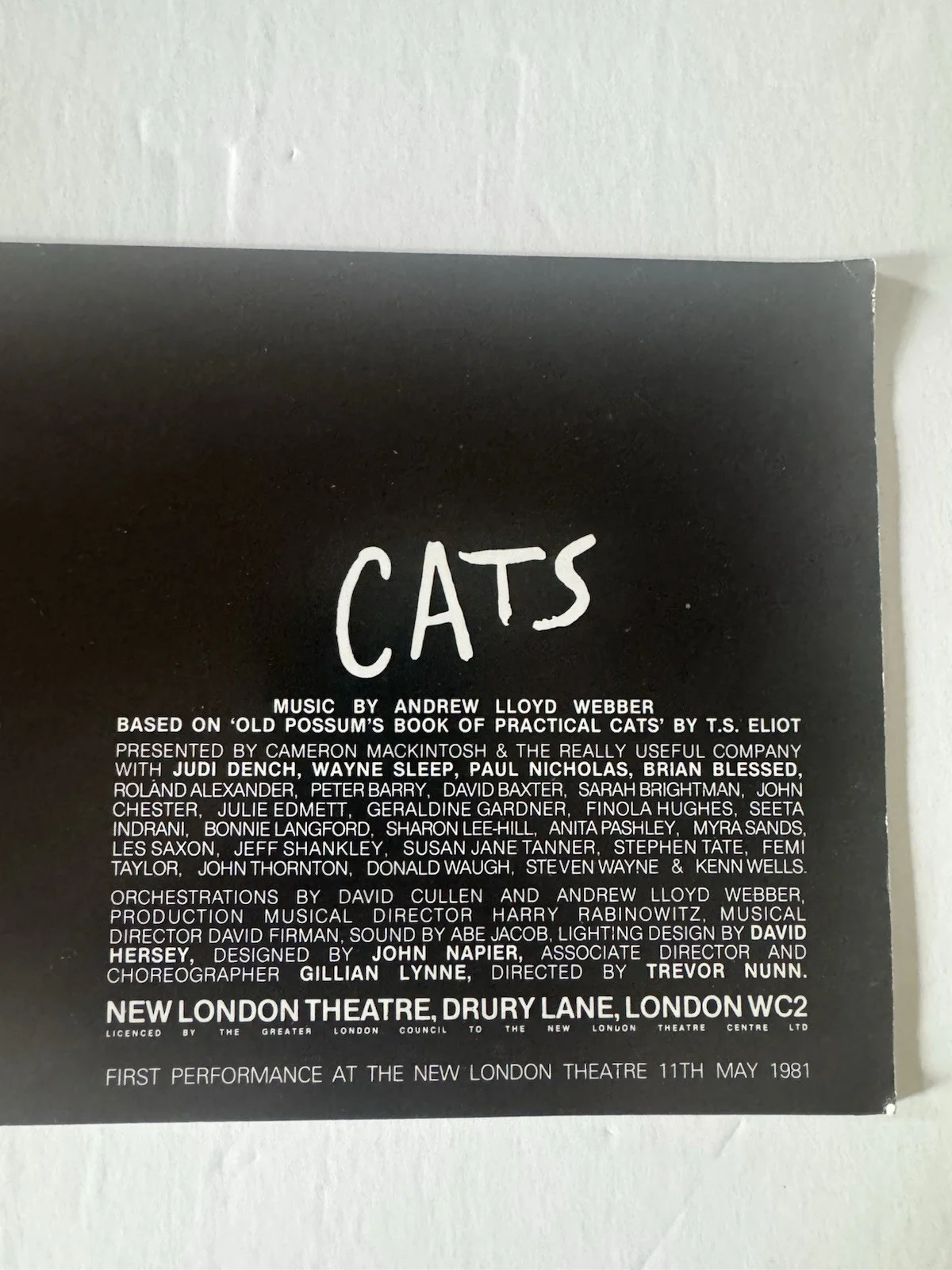 CATS 1981 Original Cast Program London w Judi Dench + Elaine Paige Insert ~ RARE, изображение 2
