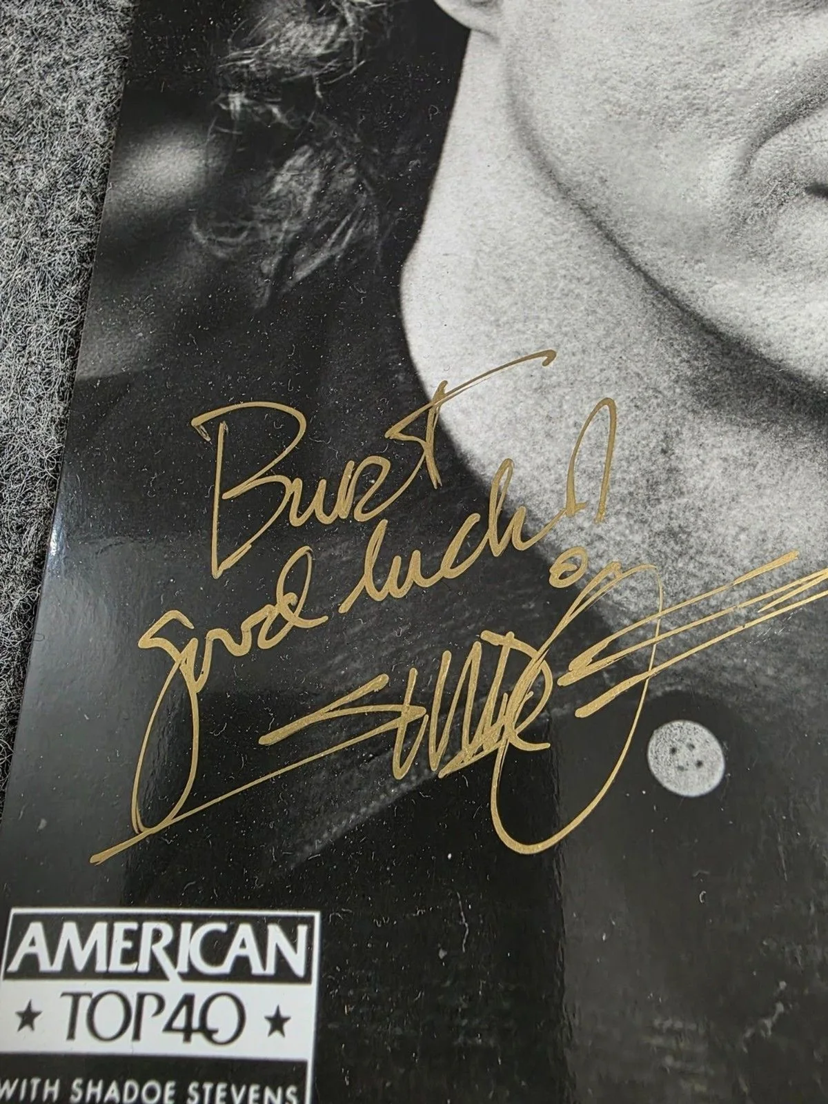 Autographed Shadoe Stevens American Top 40 Promo Photo 8x10 Black White, image 2