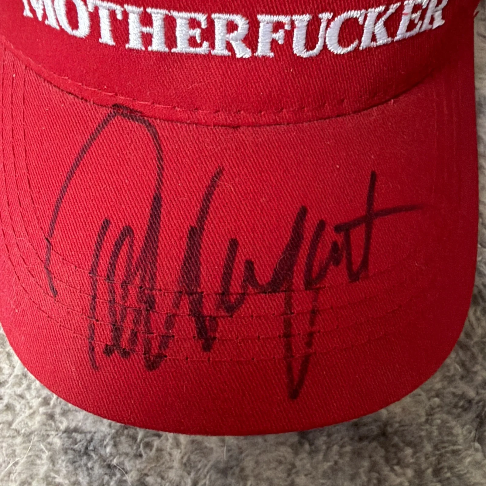 Re-Elect That Motherf*cker Red Hat Ted Nugent Signed Autographed MFer Snapback, image 2