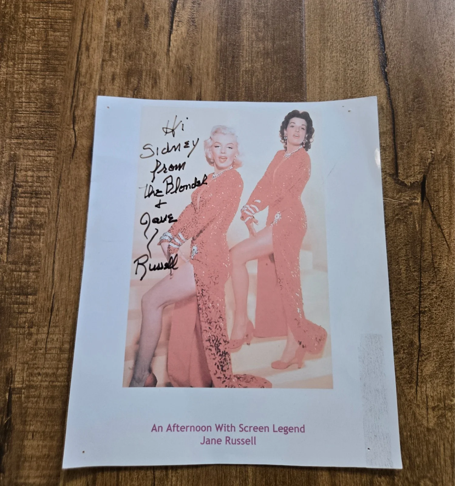 Jane Russell — Jane Russell Signed Autographed Photo W/ Marilyn Monroe No COA Gentlemen Prefer, изображение 2