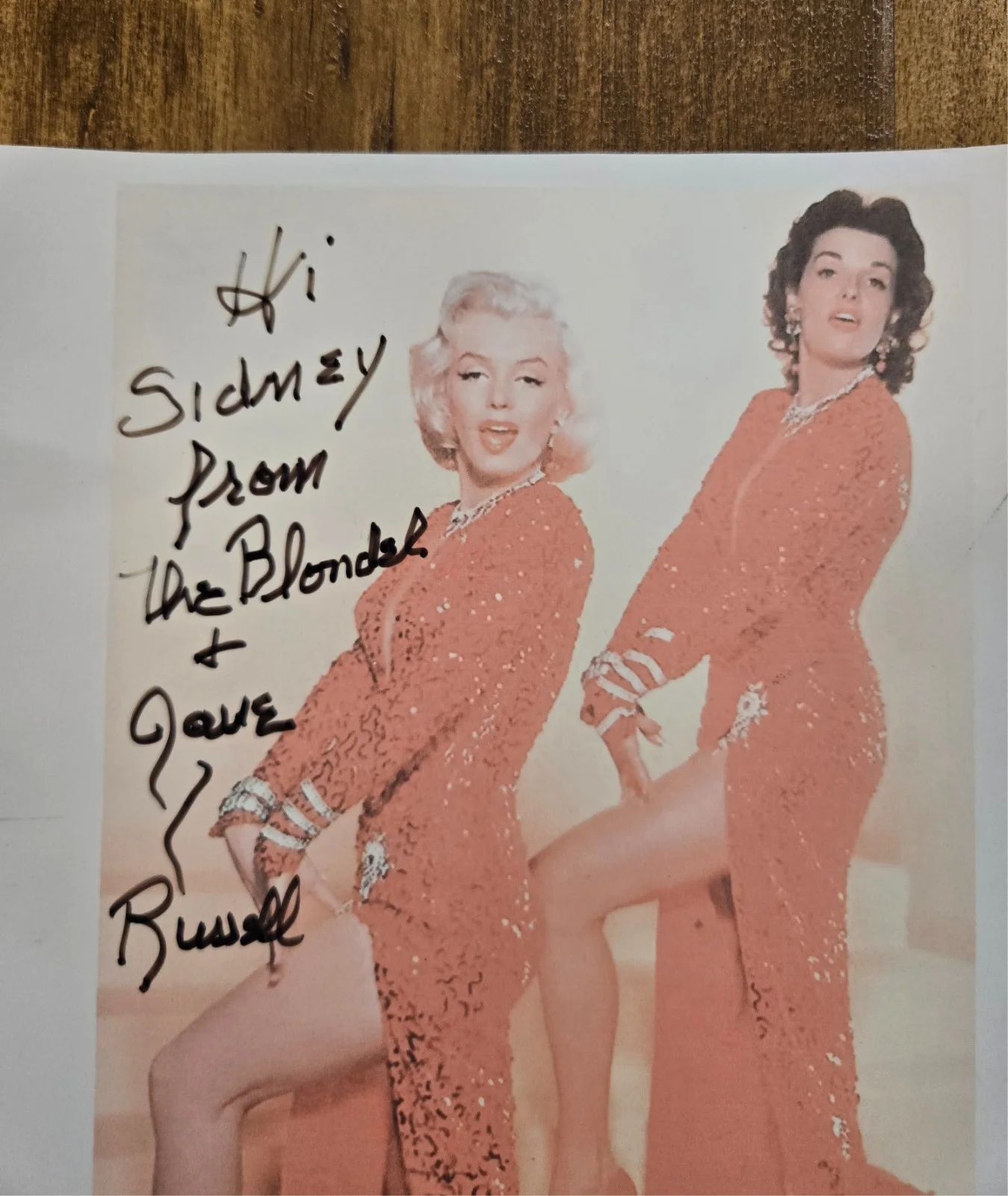 Jane Russell — Jane Russell Signed Autographed Photo W/ Marilyn Monroe No COA Gentlemen Prefer, изображение 4