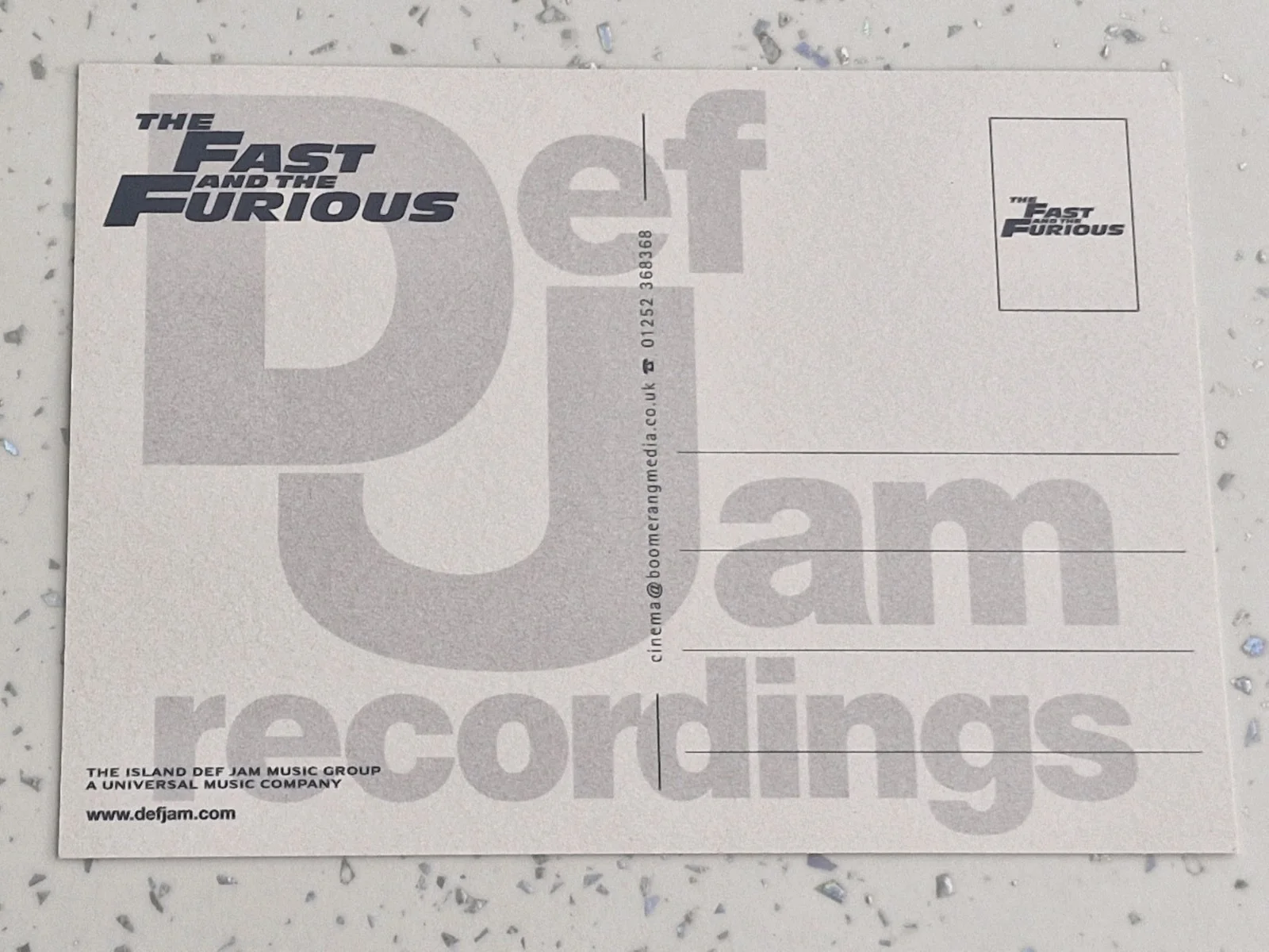 "THE FAST AND FURIOUS" POSTCARD 2001.VGC, image 4