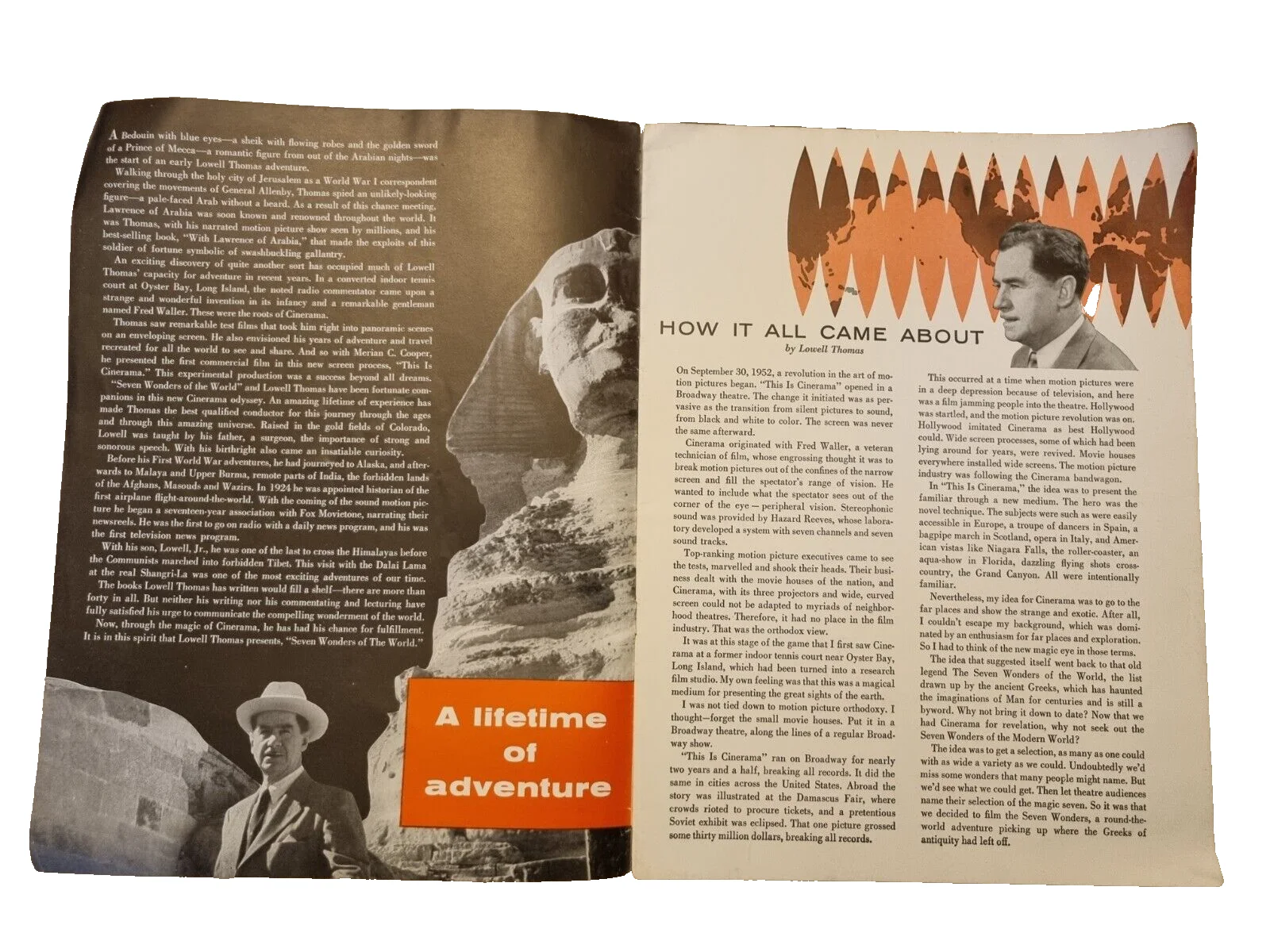 Vintage 1956 Seven Wonders of the World Cinerama Souvenir Program Lowell Thomas, изображение 2