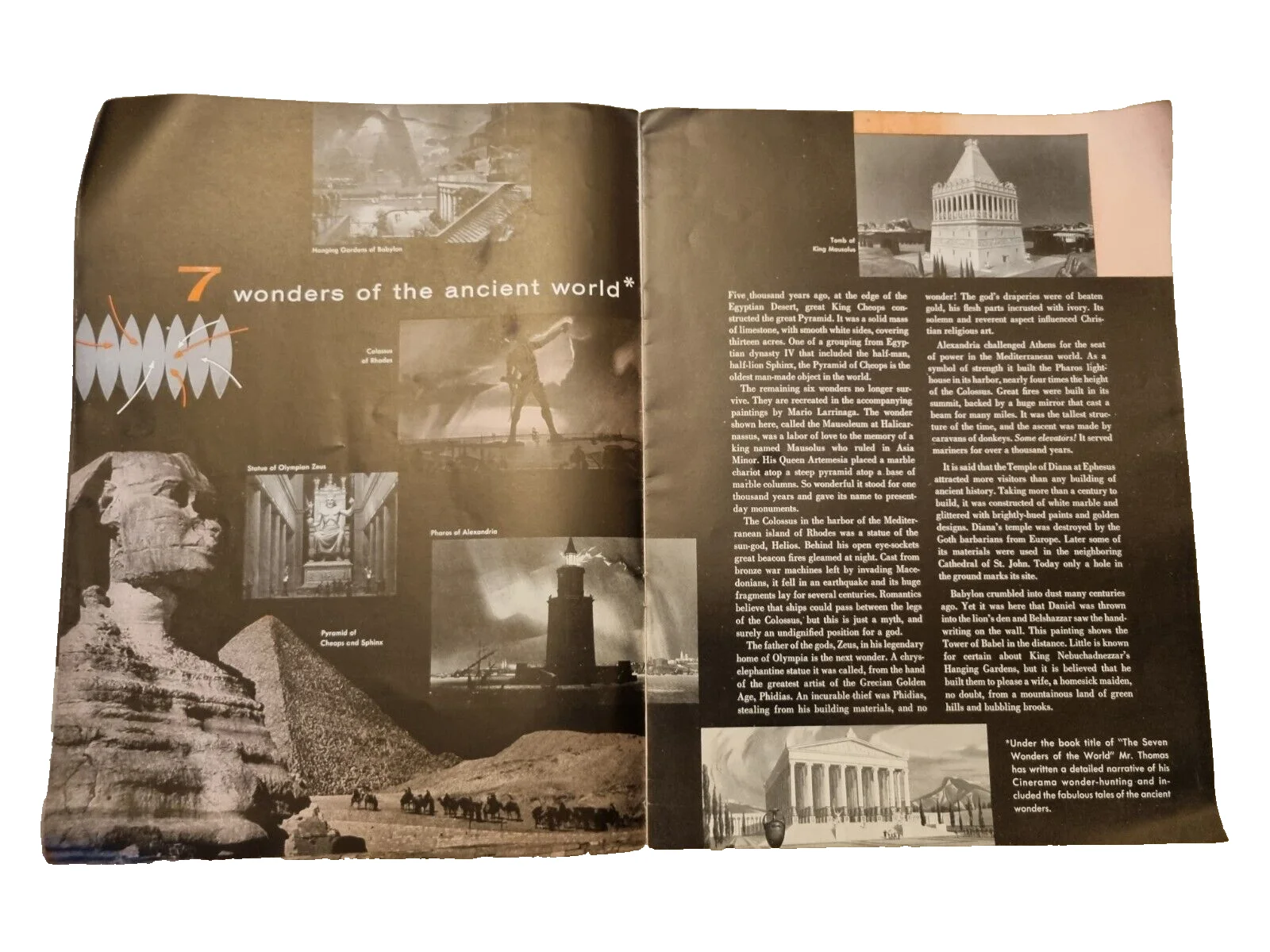 Vintage 1956 Seven Wonders of the World Cinerama Souvenir Program Lowell Thomas, изображение 3
