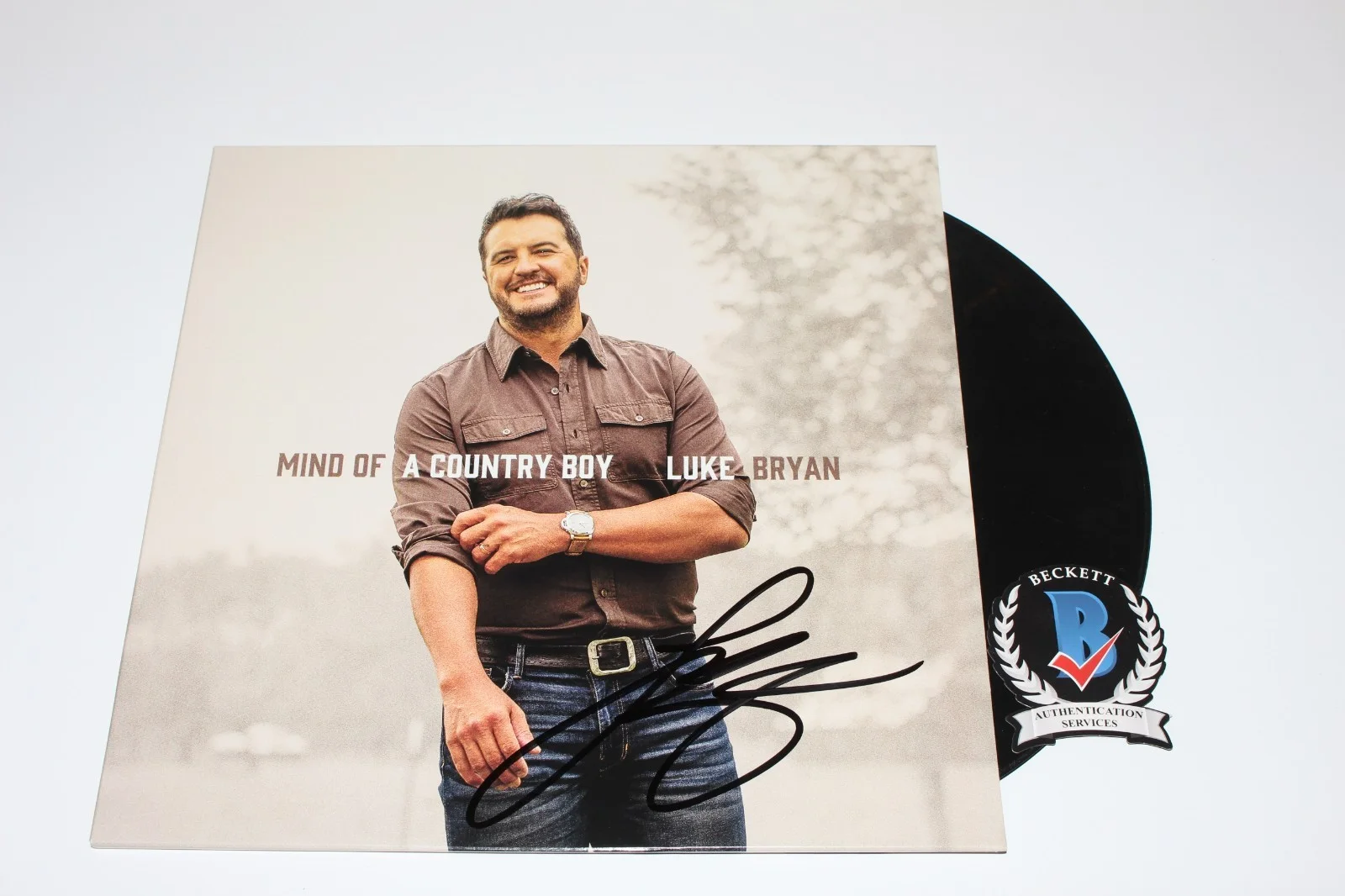 LUKE BRYAN SIGNED 'MIND OF A COUNTRY BOY' ALBUM VINYL RECORD BECKETT COA, изображение 2