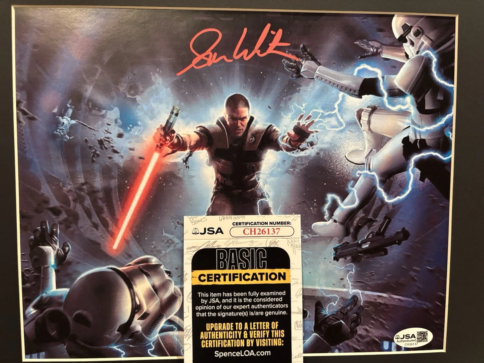 Sam Witwer — Star Wars The Force Unleashed Sam Witwer Autograph Starkiller JSA COA Framed Art, image 3