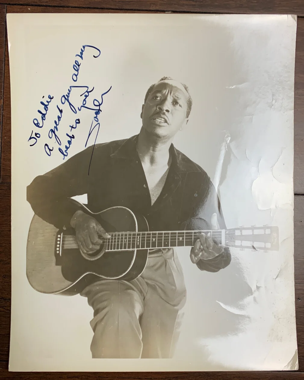 JOSH (JOSHUA DANIEL) WHITE Jazz Folk Guitarist AUTOGRAPHED 8x10 Photograph 1950s, изображение 2