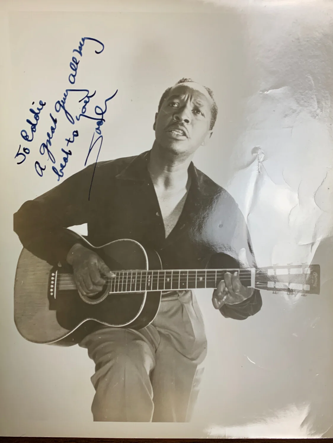 JOSH (JOSHUA DANIEL) WHITE Jazz Folk Guitarist AUTOGRAPHED 8x10 Photograph 1950s, изображение 3