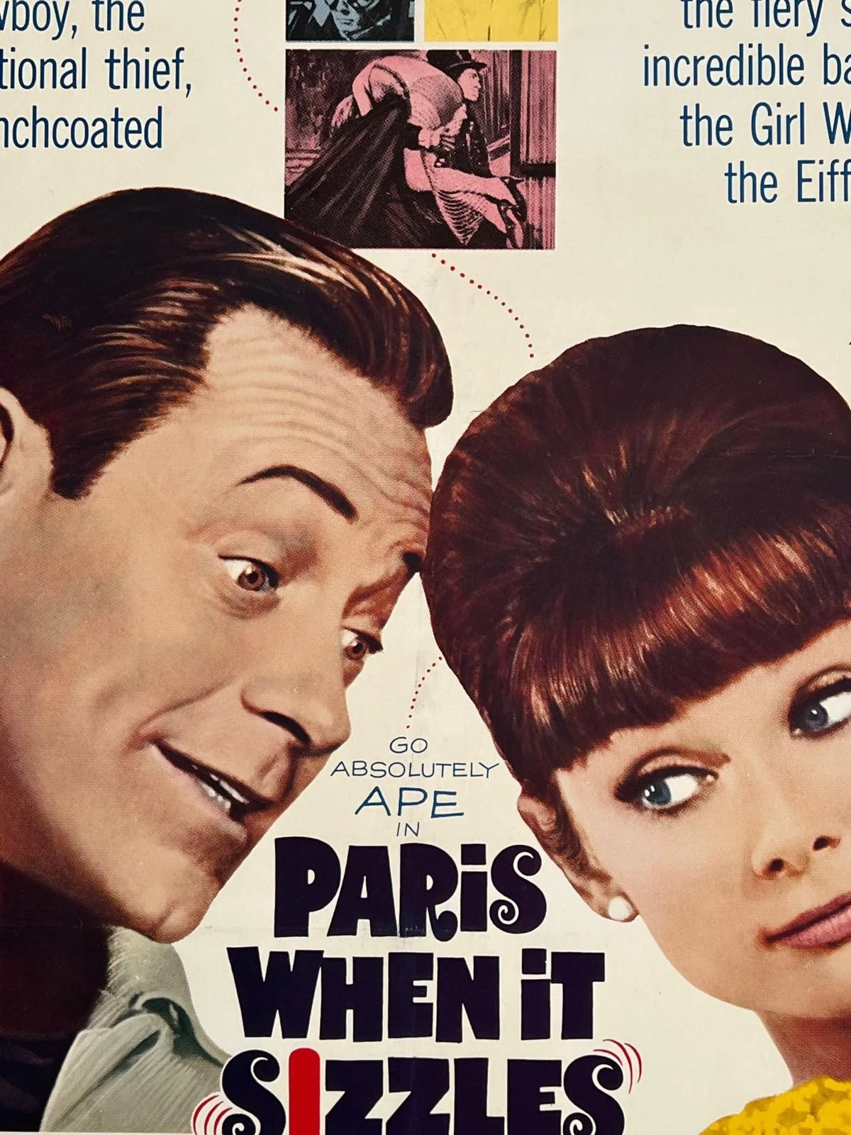 PARIS WHEN IT SIZZLES Original LINEN BACKED 1964 US One sheet Poster 27x41 cert, image 4