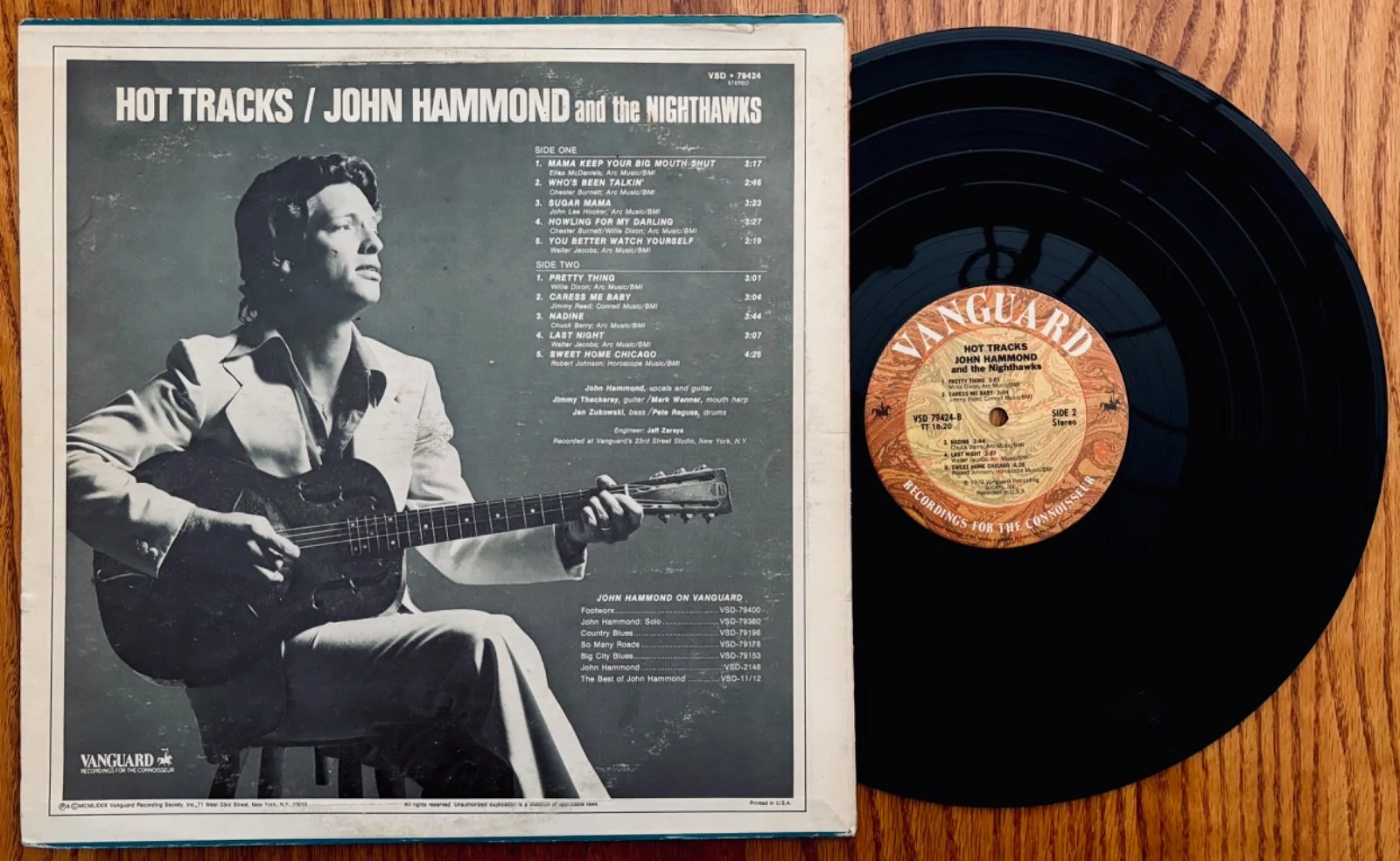 JOHN HAMMOND Signed HOT TRACKS Album~VANGUARD #VSD 79424~Blues Guitar~Harmonica, image 2