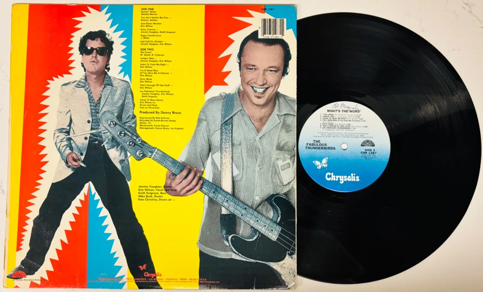 THE FABULOUS THUNDERBIRDS~JIMMIE VAUGHAN+KIM WILSON Signed WHAT'S THE WORD Album, изображение 2