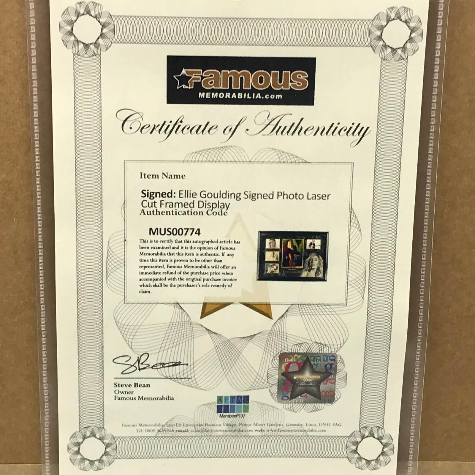 Ellie Goulding Signed Photo Famous Memorabilia LaserCut Framed Display 27x20 COA, image 3