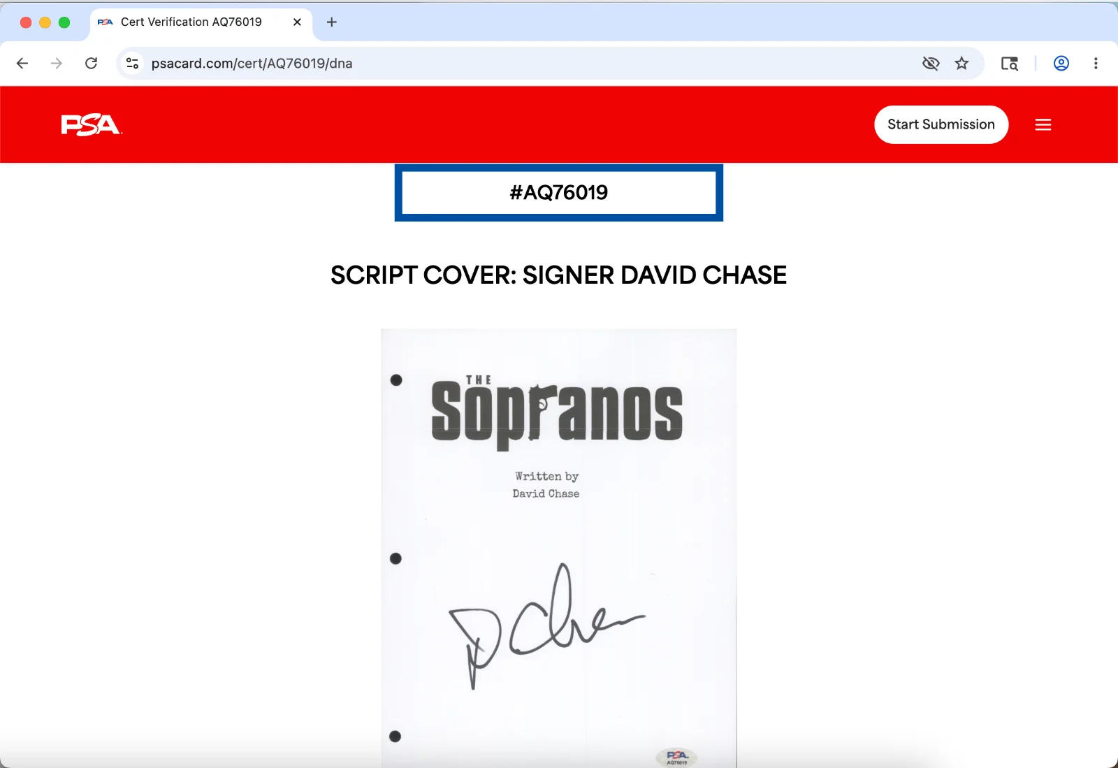 David Chase — David Chase signed The Sopranos Pilot Episode script full 70 pages PSA DNA, изображение 3