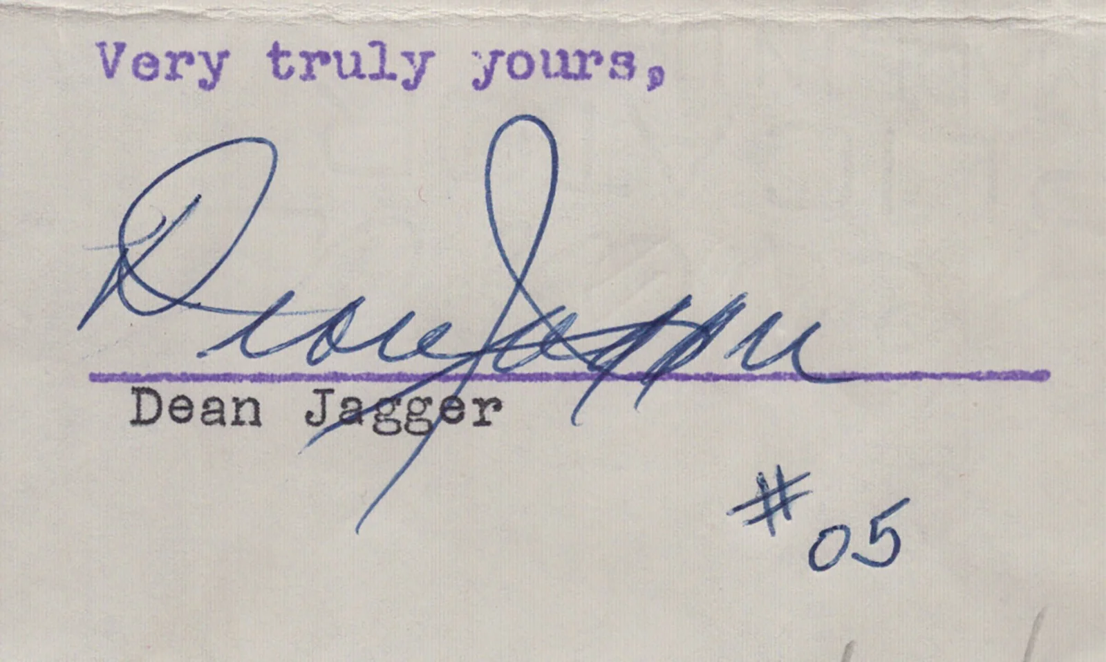 Dean Jagger — DEAN JAGGER - ANNOTATED DOCUMENT SIGNED 09/25/1955, image 2