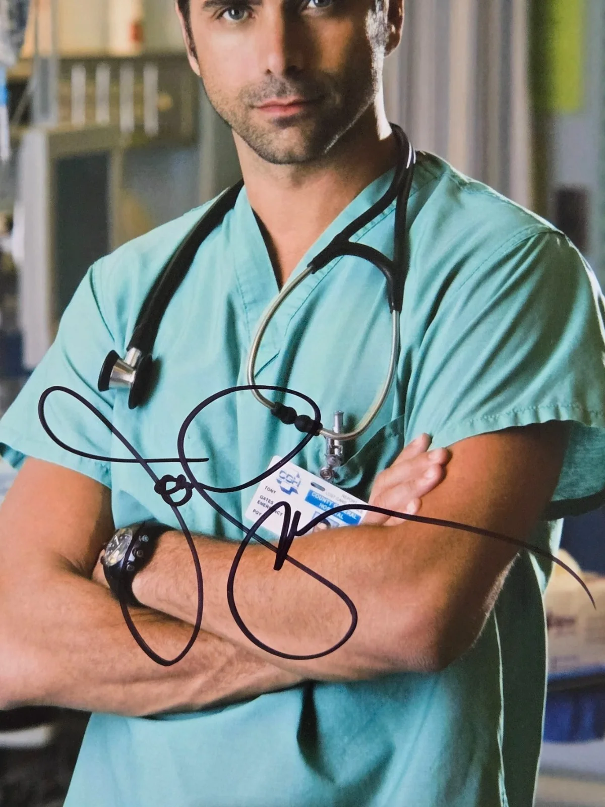 John Stamos — John Stamos Actor Signed ER Show 8x10 Photo Beckett Cert., изображение 2