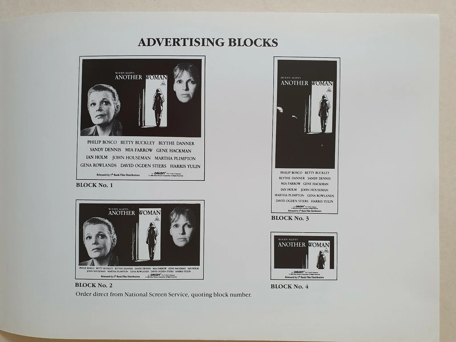 WOODY ALLEN - ANOTHER WOMAN - VINTAGE PRESSBOOK & SYNOPSIS BOOKLET - MIA FARROW, изображение 3