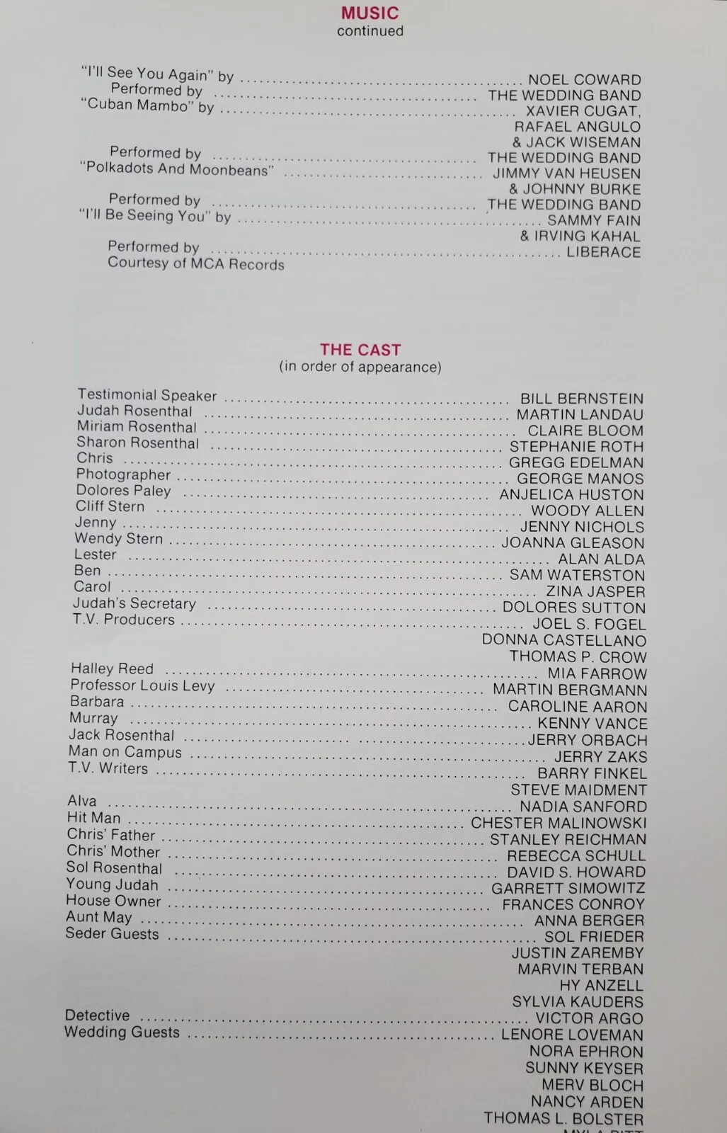 CRIMES AND MISDEMEANORS - VINTAGE ORIGINAL 1989 SYNOPSIS BOOKLET - WOODY ALLEN, изображение 2