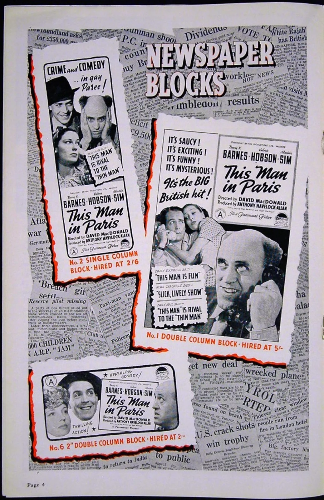 THIS MAN IN PARIS 1940 Barry K. Barnes, Valerie Hobson Alastair Sim UK PRESSBOOK, изображение 3