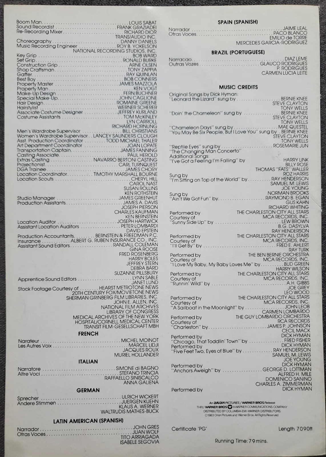 WOODY ALLEN - ZEKIG - VINTAGE ORIGINAL 1983 SYNOPSIS BOOKLET, изображение 4