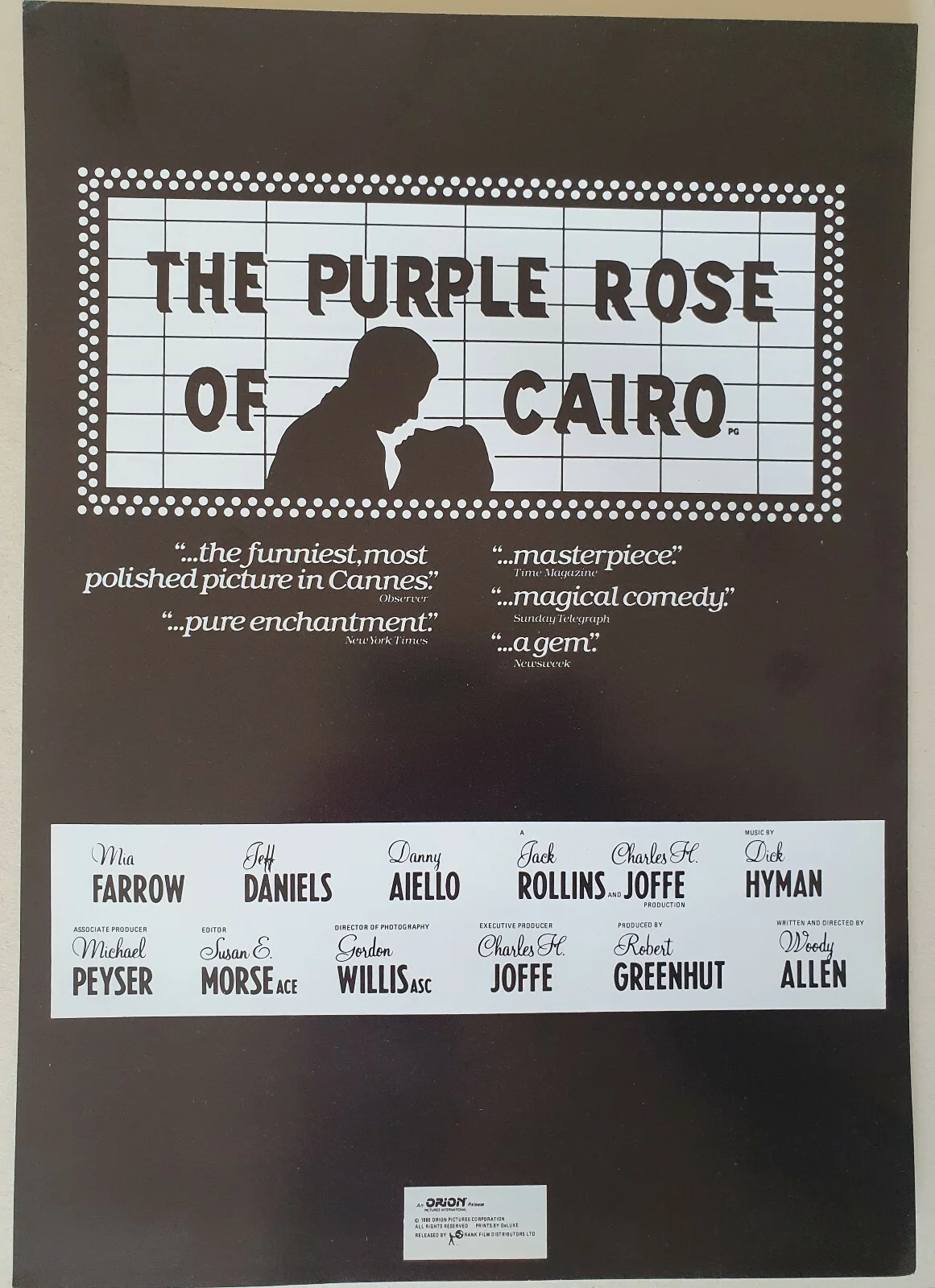 WOODY ALLEN - PURPLE ROSE OF CAIRO - VINTAGE PRESSBOOK & SYNOPSIS SHEET DANIELS, изображение 4