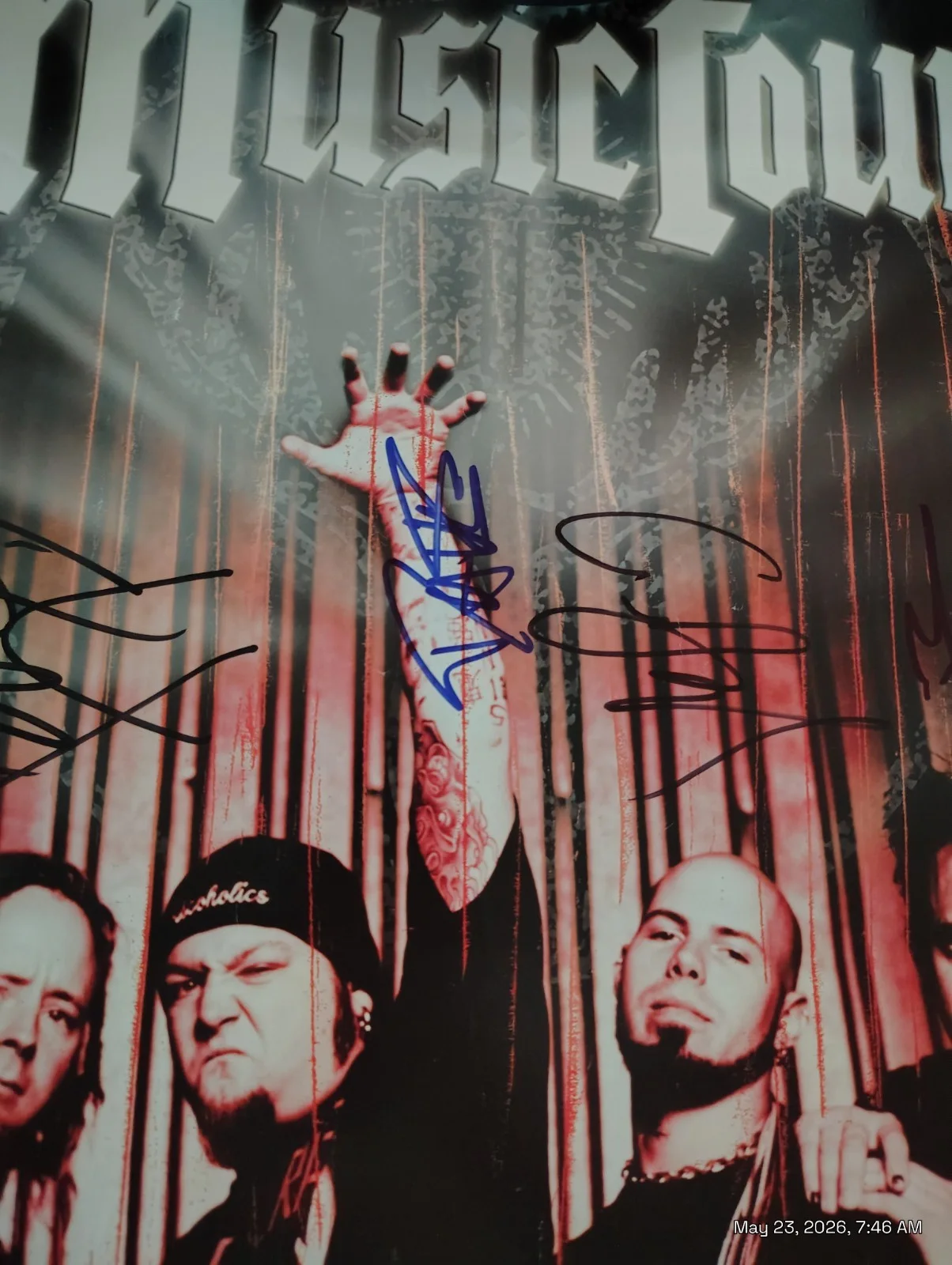 Drowning Pool Signed Big Poster Dave Williams Jager Tour Metal Band Disturbed..., изображение 4
