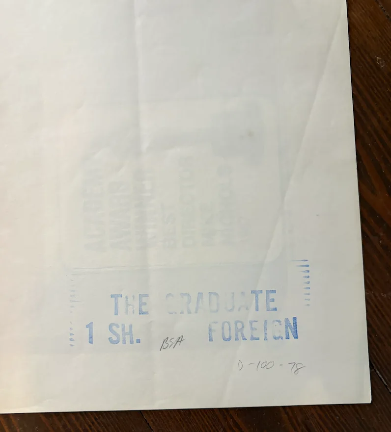 The Graduate Original Movie Poster (USA/Foreign), image 2