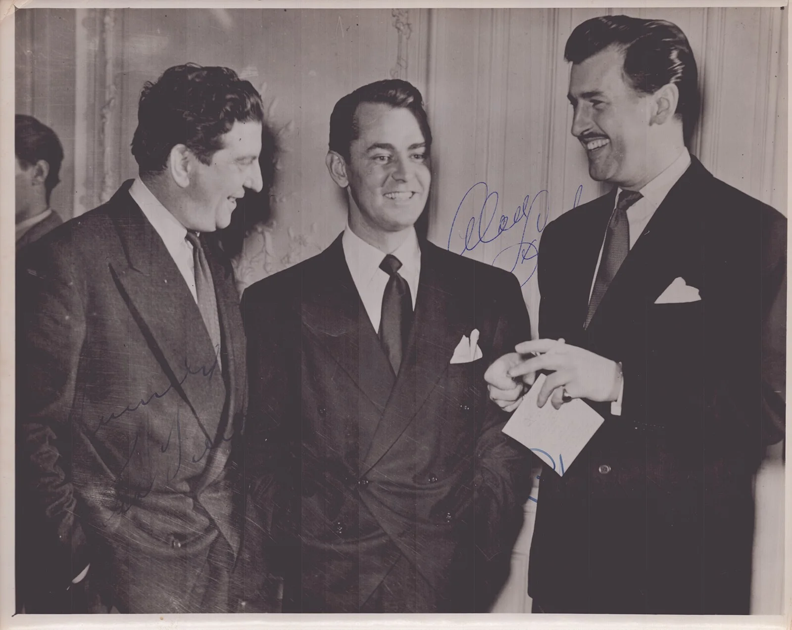 Alan Ladd, Sid Field, Stewart Granger — ALAN LADD - AUTOGRAPHED SIGNED PHOTOGRAPH WITH CO-SIGNERS