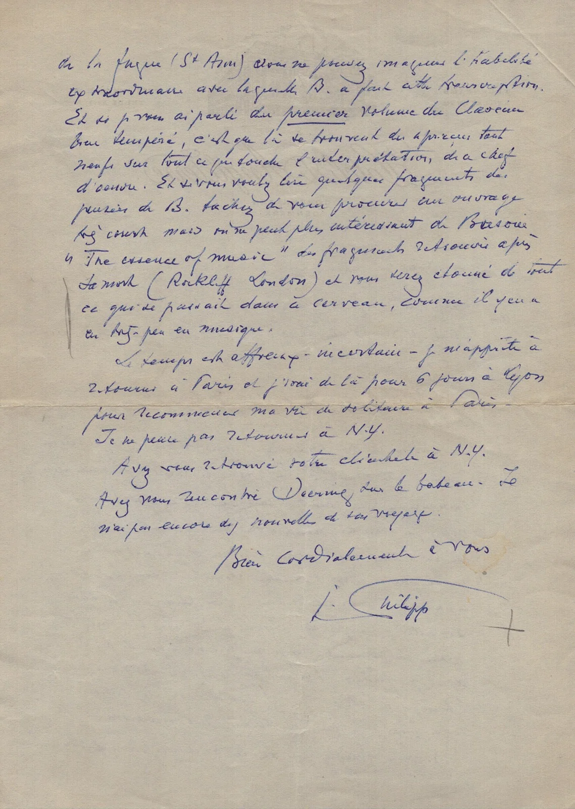 Isidor Philipp — ISIDOR PHILIPP - AUTOGRAPH LETTER SIGNED 09/23, image 2