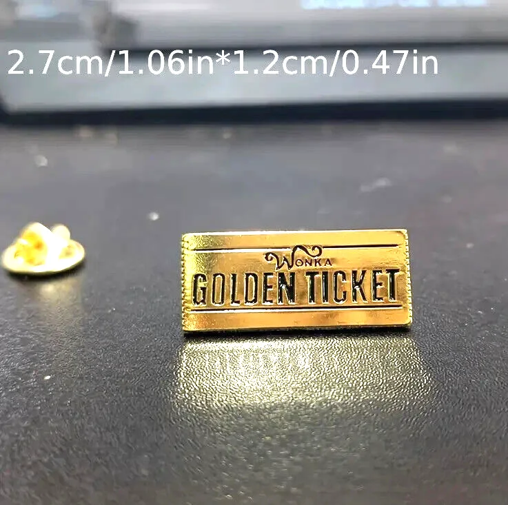 A Lovely Willy Wonka Golden Ticket Metal Pin Badge - New, изображение 4
