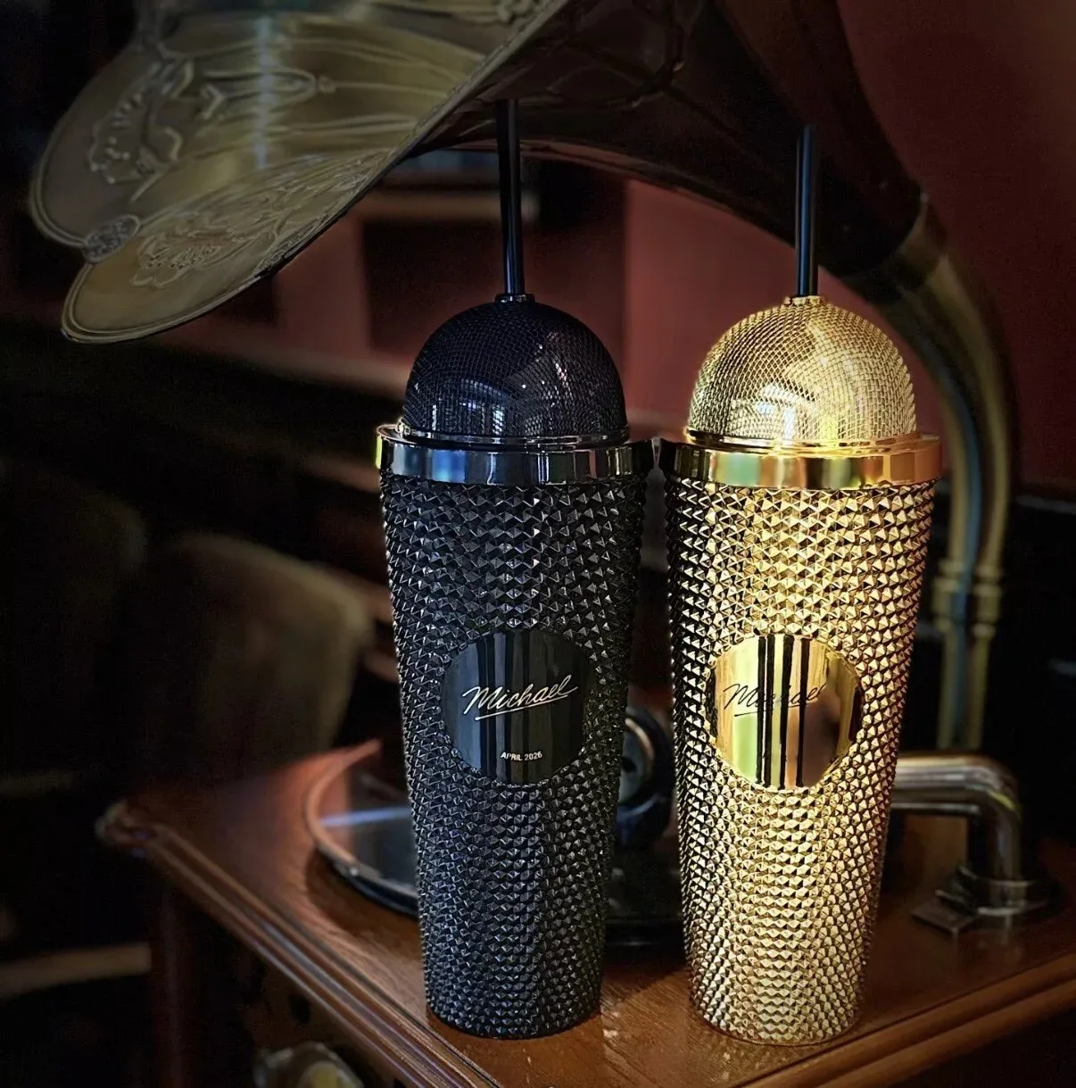 Michael Jackson Movie Gold~Black Microphone Cup Tumbler Cinema Exclusive ⭐SALE🎤, изображение 3
