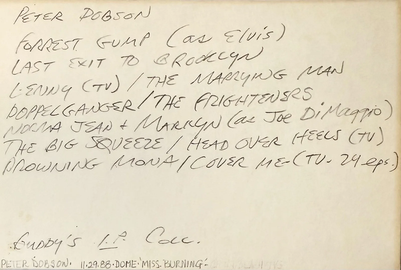 Peter Dobson — PETER DOBSON Signed Autographed 4"x 6" INDEX CARD Snowbound Sing THE FRIGHTENERS, изображение 4