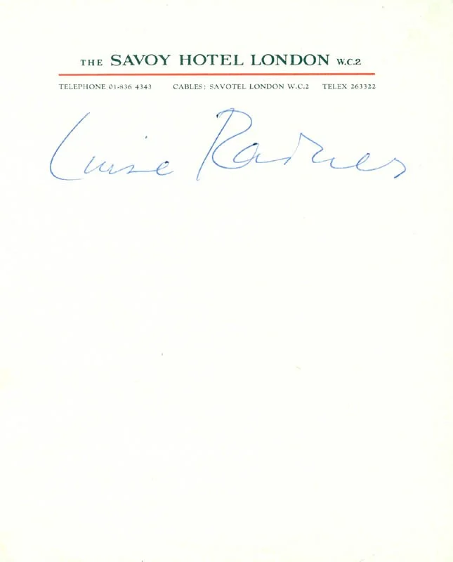 Luise Rainer — LUISE RAINER - AUTOGRAPH