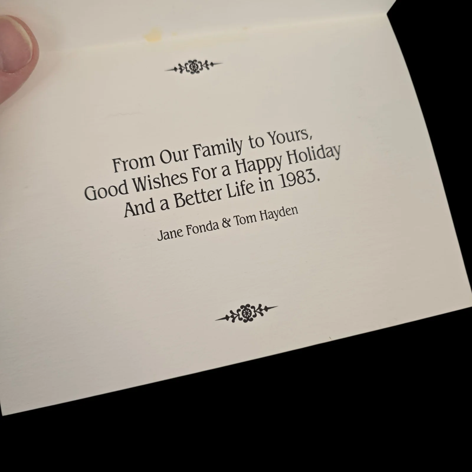 Jane Fonda and Tom Hayden 1983 family photo christmas card, изображение 3
