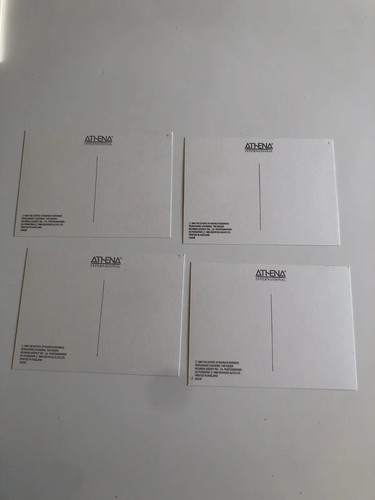 Marilyn Monroe Athena Postcard Lot 1989 Marilyn in New York by Ed Feingersh x 4, изображение 2
