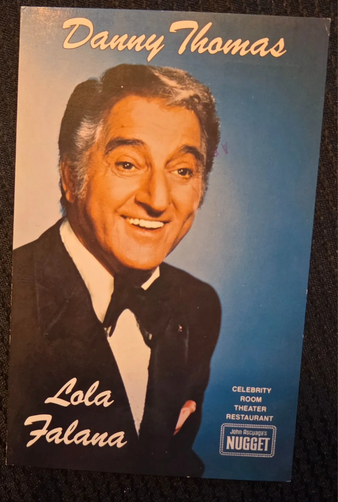 Danny Thomas — Danny Thomas Signed Postcard John Ascuaga's Nugget Nevada Autographed 1976 RARE!