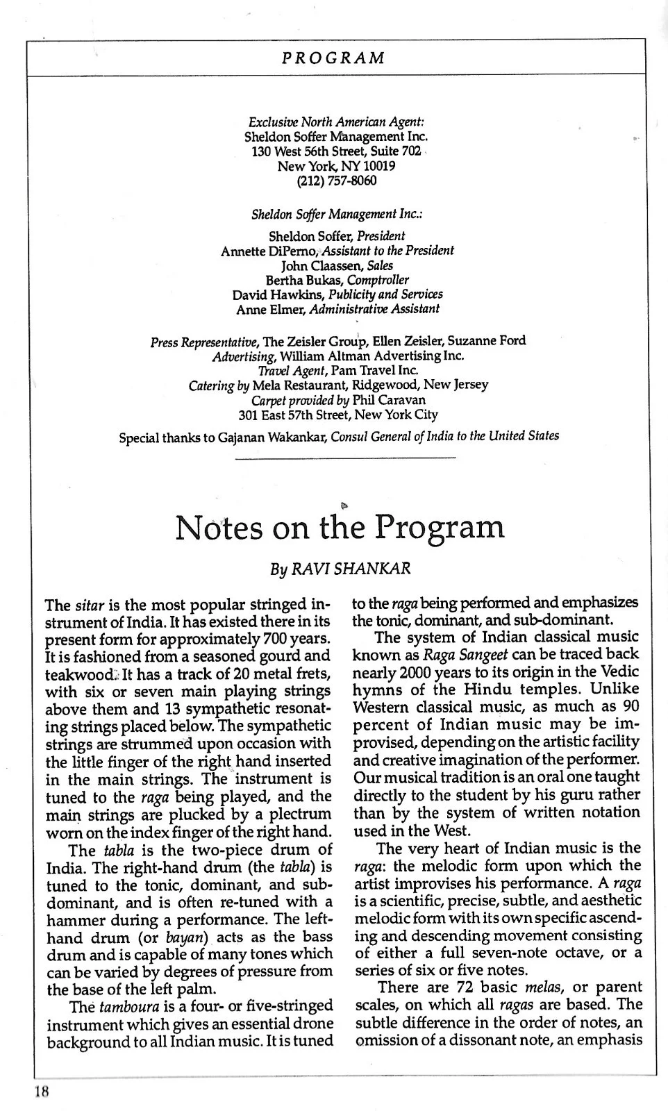 RAVI SHANKAR AUTOGRAPHED CARNEGIE HALL PROGRAM 5/21/93 CHAUDHURI&HUSSAIN TABLA, image 4