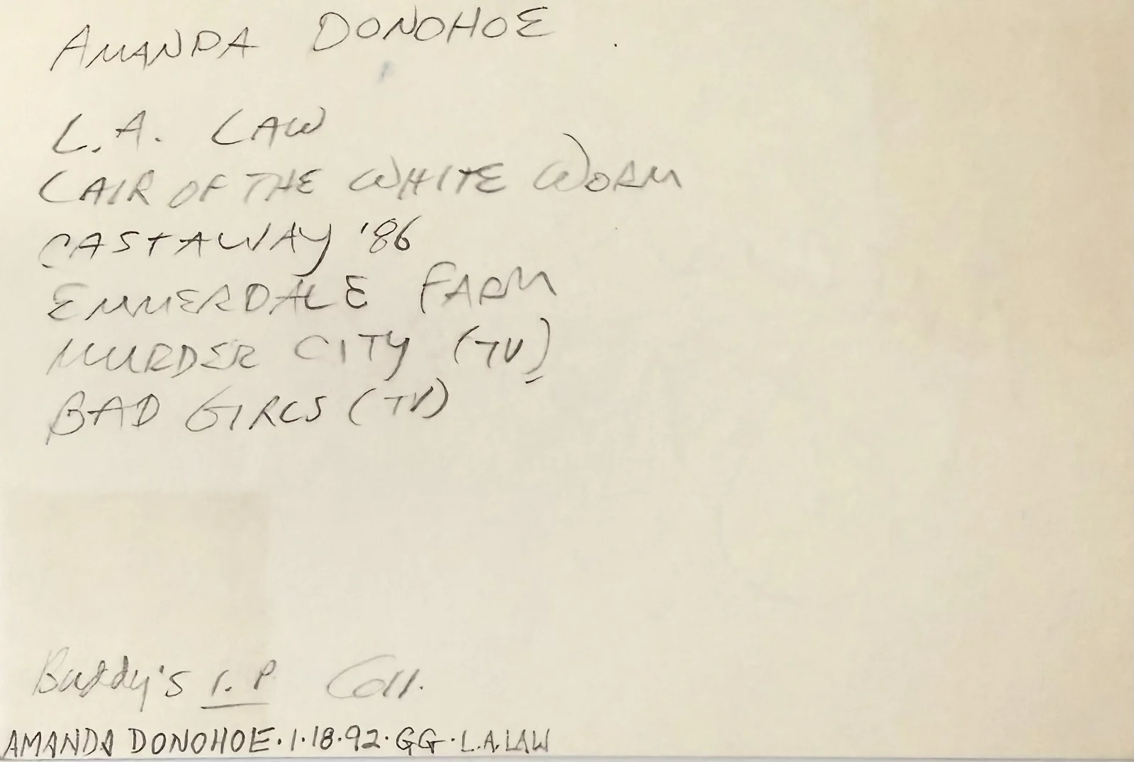 Amanda Donohoe — AMANDA DONOHOE Autographed Signed 4"x 6" INDEX CARD The Lair of the White Worm, изображение 4