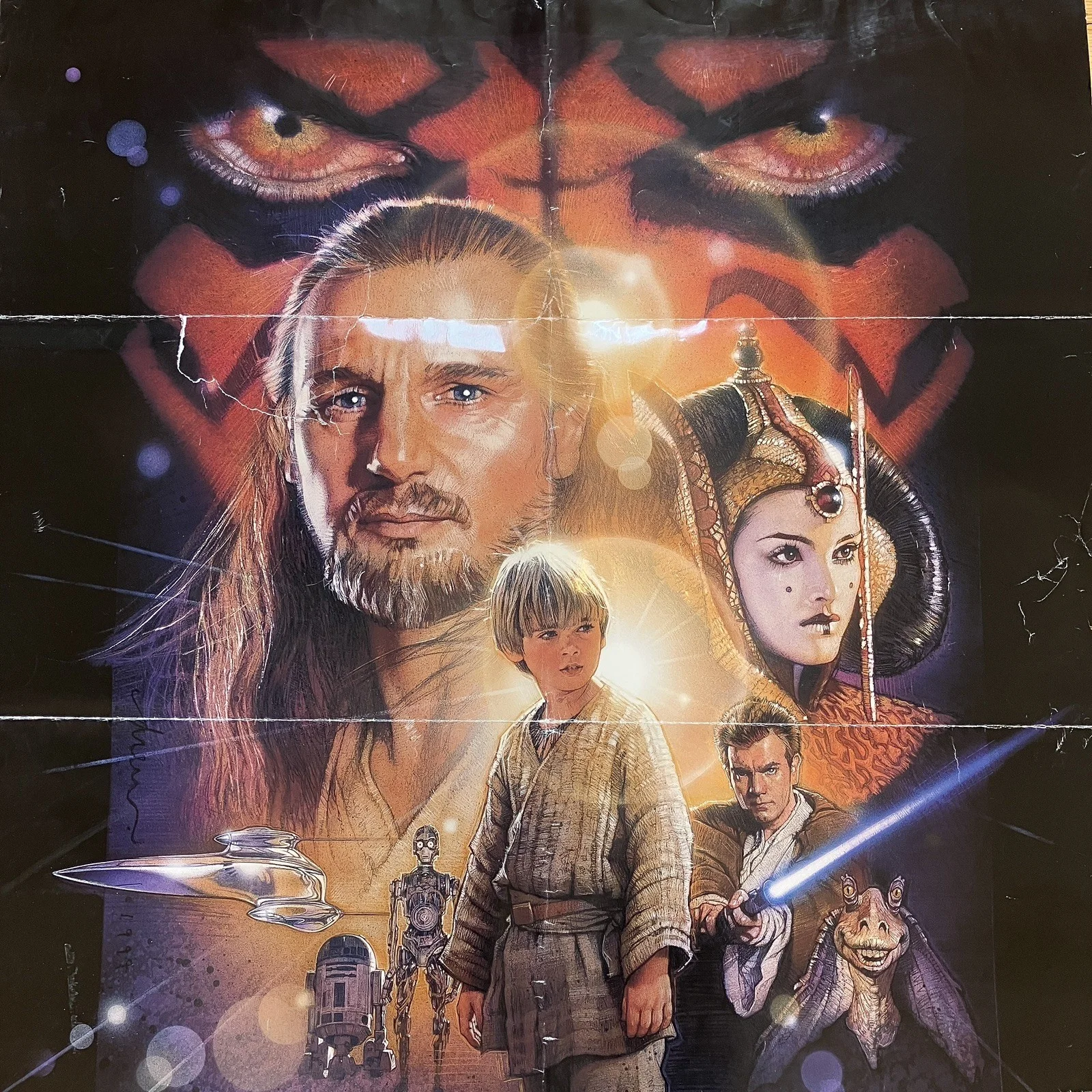 Star Wars Episodio 1 Rare Dual Sided Movie Poster 1999 Spanish Episode I Film, изображение 3