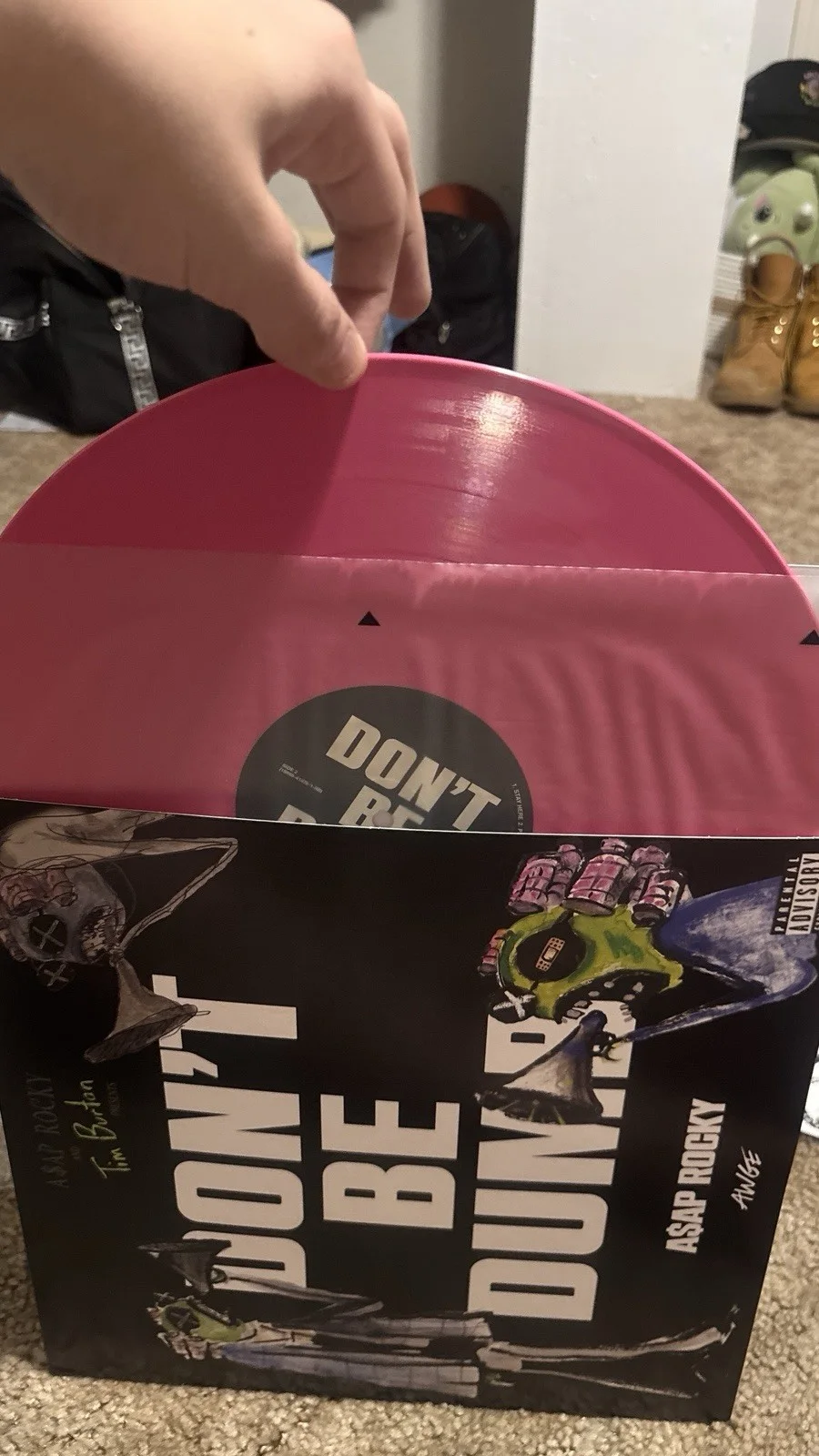 SIGNED A$AP Rocky DON'T BE DUMB Colored Vinyl Record Pink & Green, image 2